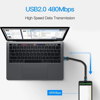 Кабель USB 2.0 AM-micro BM 2.0м Black Vention