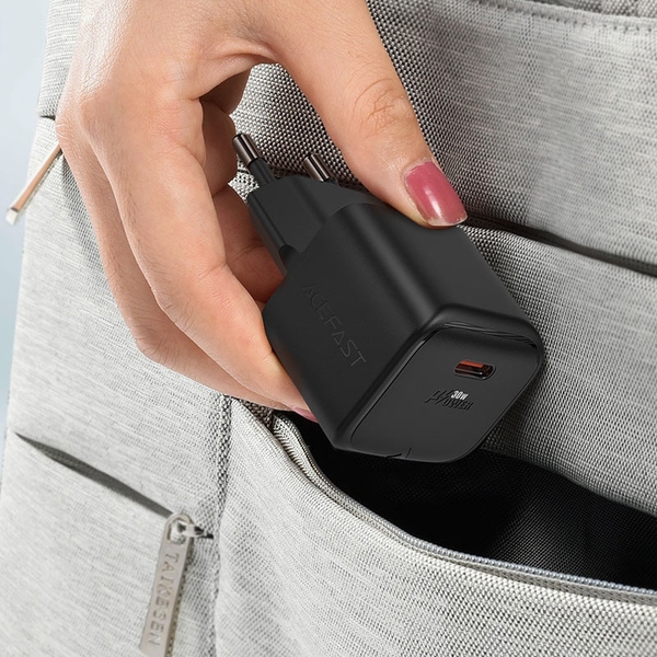 Зарядний пристрій USB-C 30W Gan A77 mini Fast Charger Black Acefast