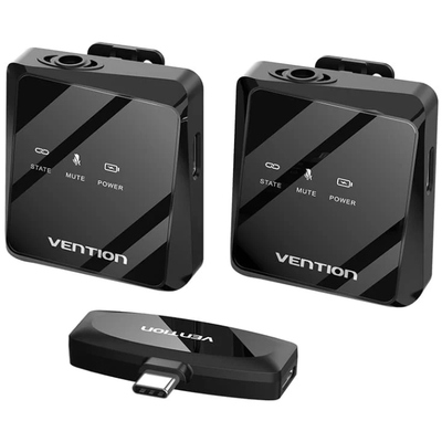 Мікрофонна радіосистема для смартфона Vention USB-C 2-Pack Wireless Lavalier Black (NCBB0)
