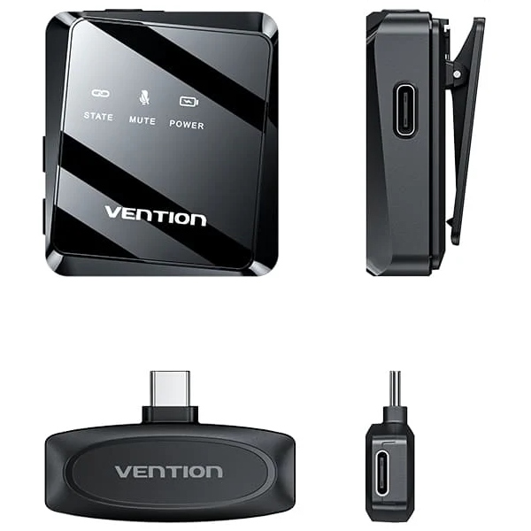 Мікрофонна радіосистема для смартфона Vention USB-C 2-Pack Wireless Lavalier Black (NCBB0)