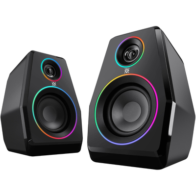 Акустична система 2.0 Defender Solar 10, 10Вт, Bluetooth, RGB підсвітка, USB, чорна
