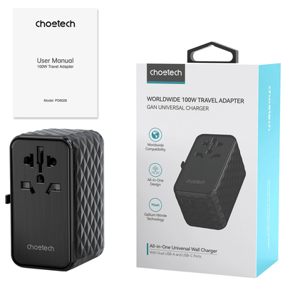 Зарядний пристрій 4xUSB 100W PD (2хUSB-C+2хUSB-A) сharger diamond model чорний Choetech