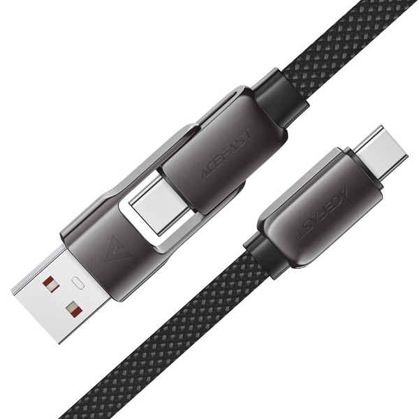 Кабель USB 2.0 Type-C M-M to USB-AM, 1.2м 60W zink alloy Black, C13-04 Acefast
