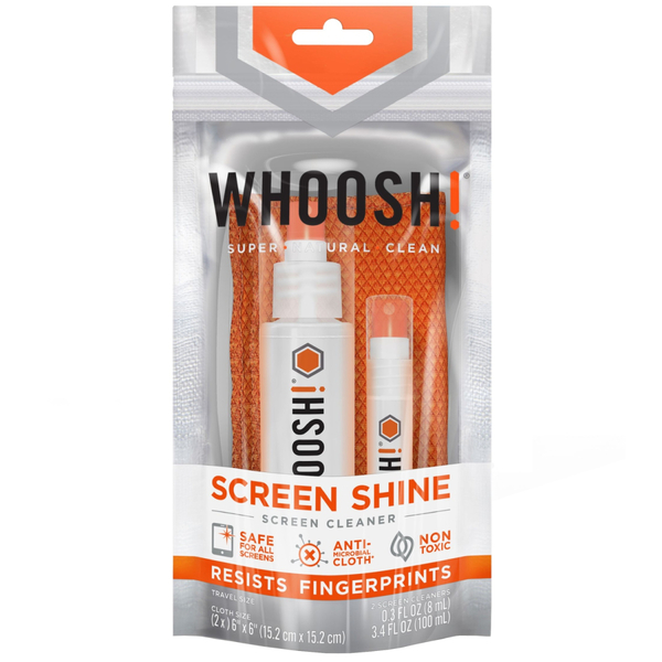 Комплект для чищення Whoosh! DUO 100мл спрей + 8мл компактний спрей з мікрофіброю 14см x 14см (2шт)