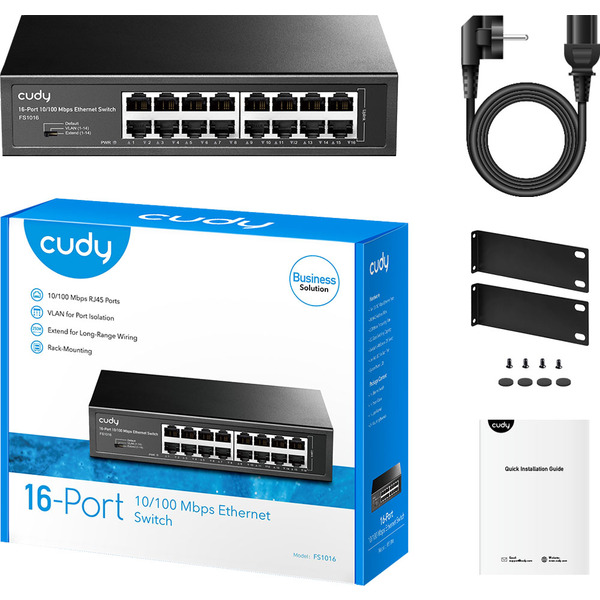 Комутатор Cudy FS1016, 16 портовий 10/100M, металевий корпус