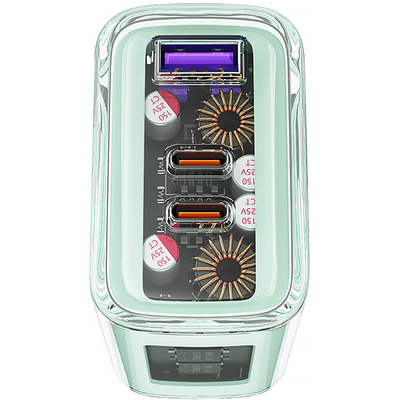 Зарядний пристрій 3xUSB 65W (2xUSB-C+USB-A) Gan A45 Fast Charger Mountain mist Acefast