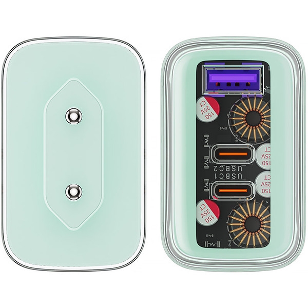 Зарядний пристрій 3xUSB 65W (2xUSB-C+USB-A) Gan A45 Fast Charger Mountain mist Acefast