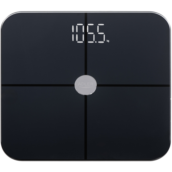 Ваги напольні Adler AD 8187 black електронні/ Smart/ 180кг/ 4хААА/ автовимкнення/ чорні