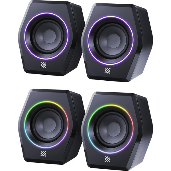 Комп'ютерні колонки 2.0 Defender Solar 9, 10Вт, Bluetooth, RGB підсвітка, USB, чорна