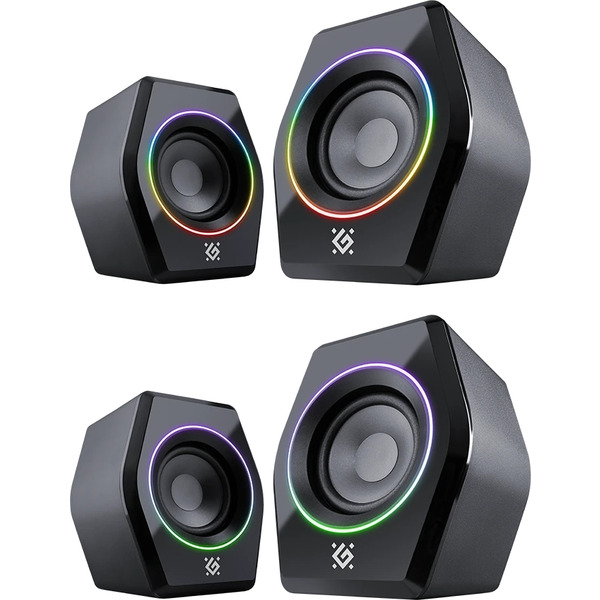 Комп'ютерні колонки 2.0 Defender Solar 9, 10Вт, Bluetooth, RGB підсвітка, USB, чорна