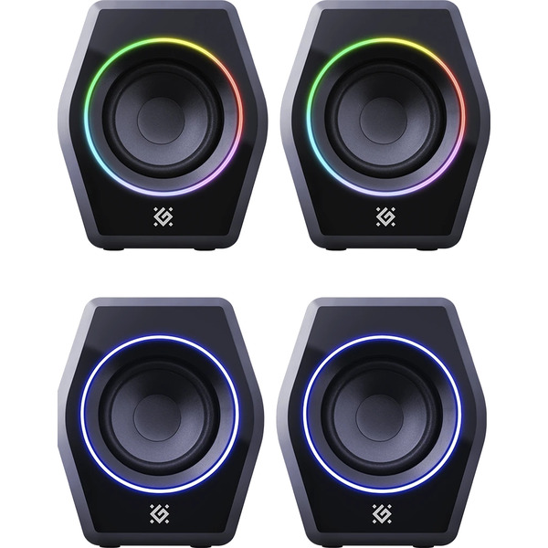 Комп'ютерні колонки 2.0 Defender Solar 9, 10Вт, Bluetooth, RGB підсвітка, USB, чорна