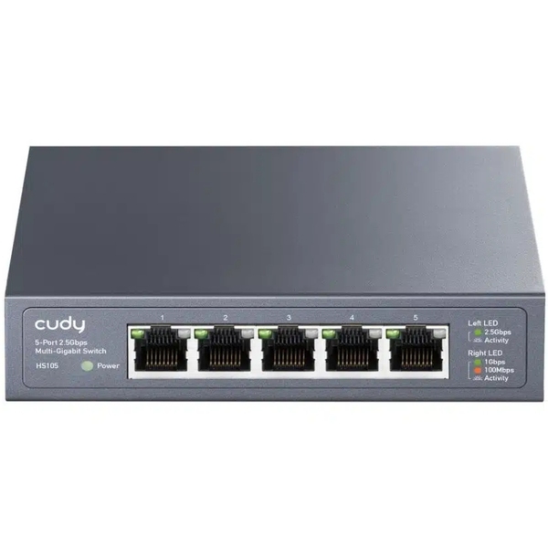 Комутатор Cudy HS105, 5 портовий 100/1000/2500Mbps, 2.5G Metal Switch