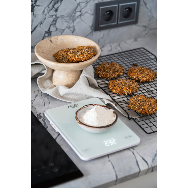 Ваги кухонні Adler AD 3177 white електронні/ 10кг/ г; мл, унція/ USB type C/ автовимкнення/ скло