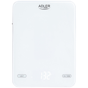 Ваги кухонні Adler AD 3177 white електронні/ 10кг/ г; мл, унція/ USB type C/ автовимкнення/ скло