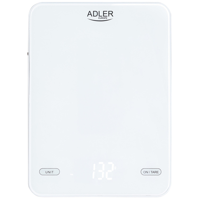 Ваги кухонні Adler AD 3177 white електронні/ 10кг/ г; мл, унція/ USB type C/ автовимкнення/ скло