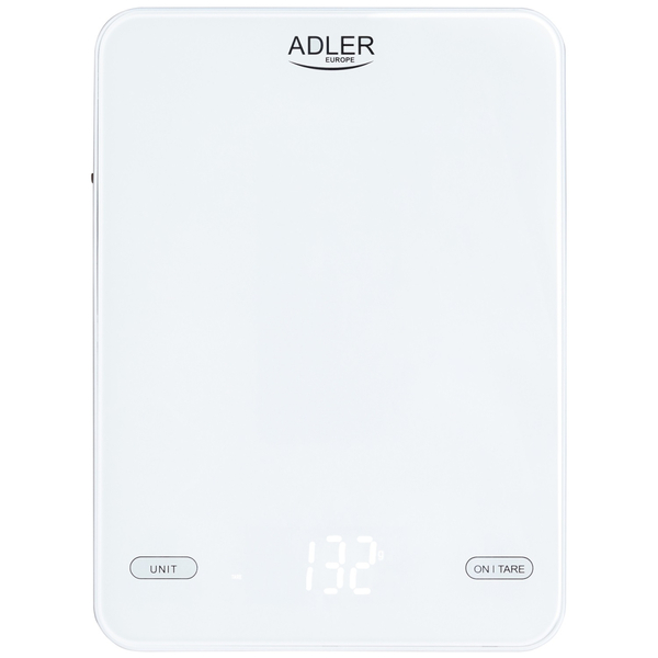 Ваги кухонні Adler AD 3177 white електронні/ 10кг/ г; мл, унція/ USB type C/ автовимкнення/ скло