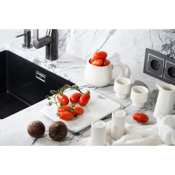 Ваги кухонні Adler AD 3177 white електронні/ 10кг/ г; мл, унція/ USB type C/ автовимкнення/ скло