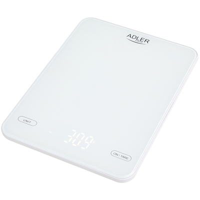 Ваги кухонні Adler AD 3177 white електронні/ 10кг/ г; мл, унція/ USB type C/ автовимкнення/ скло