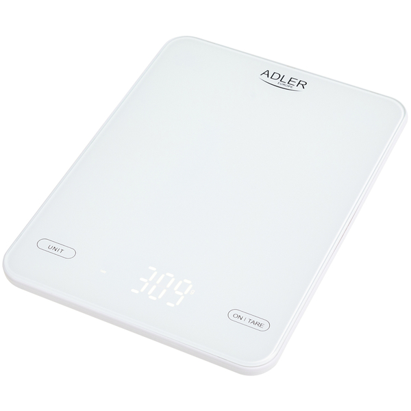 Ваги кухонні Adler AD 3177 white електронні/ 10кг/ г; мл, унція/ USB type C/ автовимкнення/ скло