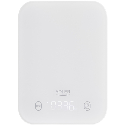 Ваги кухонні Adler AD 3181 white електронні/ 10кг/ г; кг, фунт/ 2хААА/ автовимкнення/ скло