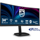 TFT 34 Philips 34B2U3600C, WQHD, VA, 120Гц, вигн., HDMI, DP, USB-C, RJ-45, USB-hub, HAS, чорний