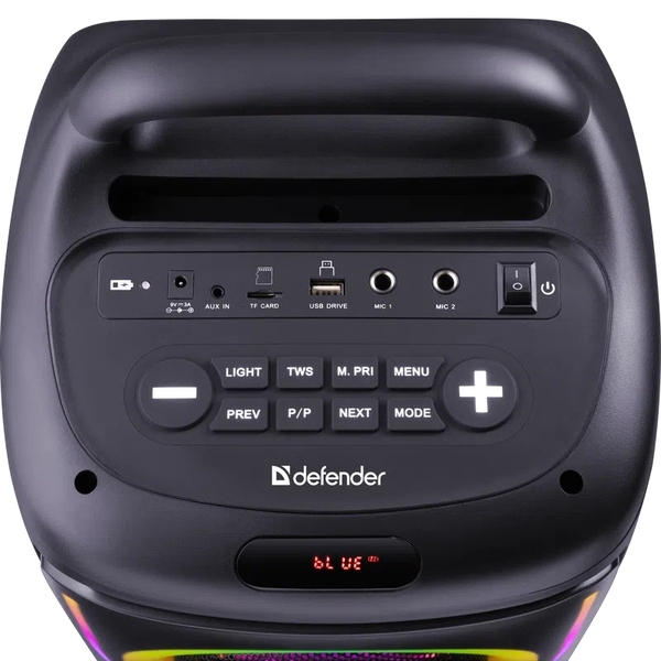 Портативна колонка 2.0 Defender Boomer 75, 75Вт BT/FM/USB/TF/AUX/LED, чорна