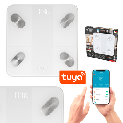 Ваги напольні Adler AD 8186 white електронні/ Smart/ 180кг/ 3хААА/ автовимкнення/ білі
