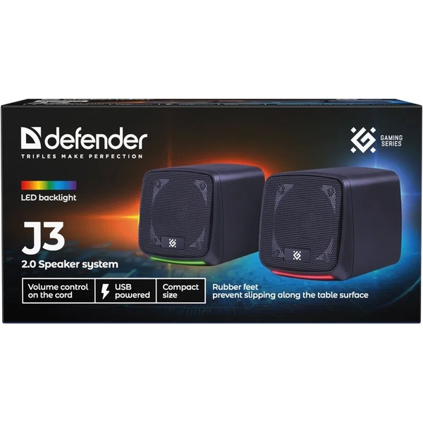 Комп'ютерні колонки 2.0 Defender J3, 6Вт, підсвітка, USB, чорна