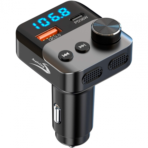автомобільний FM-трансміттер Aspiring Wave 13 54W PD LED/Bluetooth/QC3.0,USB-C 36W