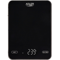 Ваги кухонні Adler AD 3177 black електронні/ 10кг/ г; мл, унція/ USB type C/ автовимкнення/ скло