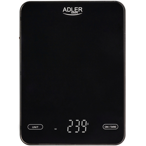 Ваги кухонні Adler AD 3177 black електронні/ 10кг/ г; мл, унція/ USB type C/ автовимкнення/ скло