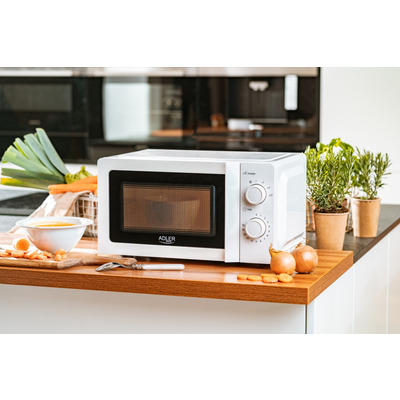 Мікрохвильова піч Adler AD 6205 20л/ 700Вт/ мех.керув./ відкр.ручкою/ біла
