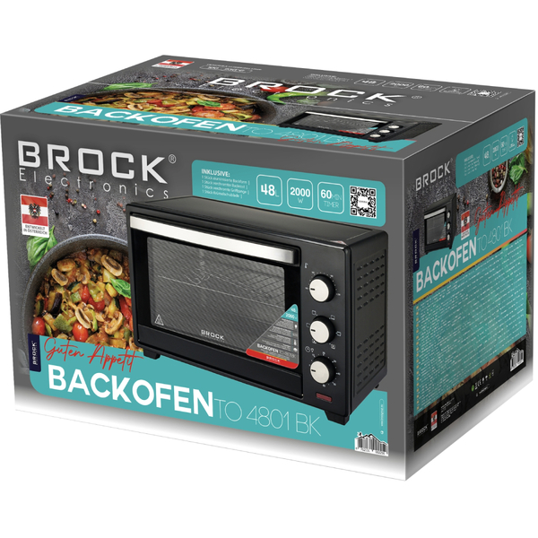 Електрична піч BROCK TO 4801 BK 2000Вт/ 48л/ механічне керування/чорна