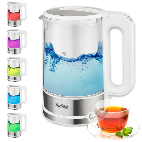 Електрочайник Mesko MS 1301 white 1850-2200Вт/ 1.7л/ скло/ встановлення температури