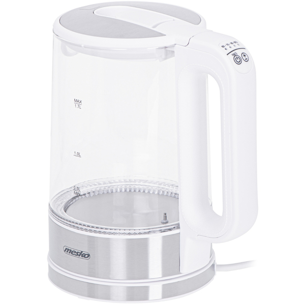Електрочайник Mesko MS 1301 white 1850-2200Вт/ 1.7л/ скло/ встановлення температури