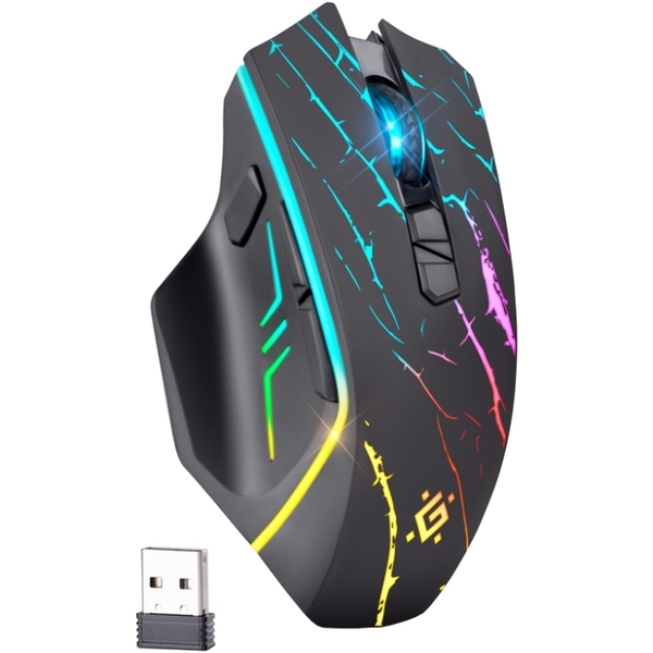 Мишка Defender Uran GM-503, бездротова, ігрова, 3200 dpi., 8кн., 400mAh,  LED, чорна