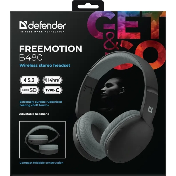 Навушники Defender FreeMotion B480 Bluetooth, чорна
