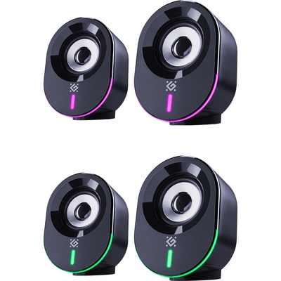 Акустична система 2.0 Defender Solar 8, 10Вт, Bluetooth, RGB підсвітка, USB, чорна