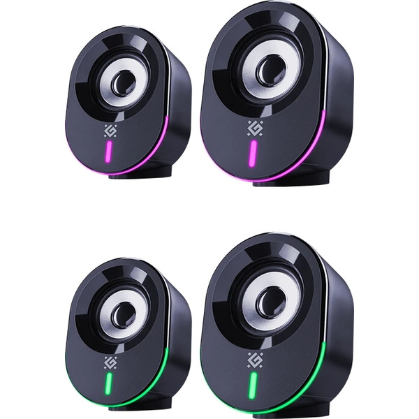 Компьютерные колонки 2.0 Defender Solar 8, 10Вт, Bluetooth, RGB подсветка, USB, черная