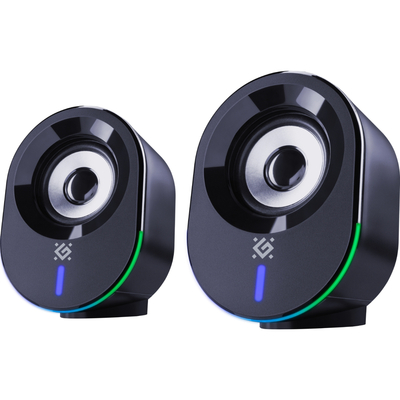 Акустична система 2.0 Defender Solar 8, 10Вт, Bluetooth, RGB підсвітка, USB, чорна