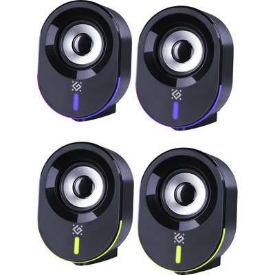 Акустична система 2.0 Defender Solar 8, 10Вт, Bluetooth, RGB підсвітка, USB, чорна