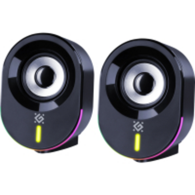 Акустична система 2.0 Defender Solar 8, 10Вт, Bluetooth, RGB підсвітка, USB, чорна