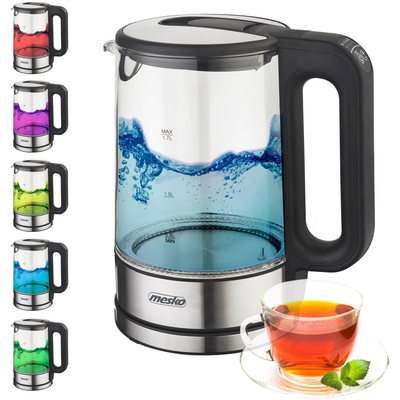 Електрочайник Mesko MS 1301 black 1850-2200Вт/ 1.7л/ скло/ встановлення температури