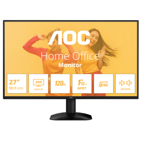 TFT 27 AOC Q27B35S3, QHD IPS, 120Гц, HDMI, DP, USB-hub, чорний