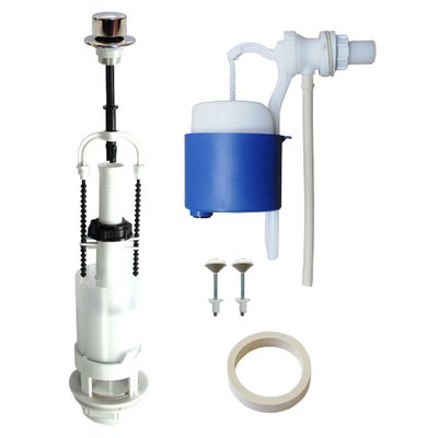 Арматура для бачка унитаза дергалка 66.54 комплект впускной и выпускной клапан боковое подключение