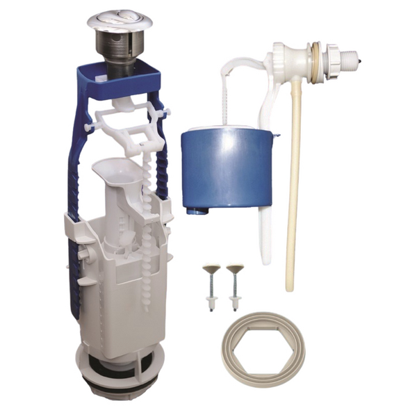 Арматура для бачка унитаза 2х кнопочная Завод 77.54 комплект впускной и выпускной клапан боковое подключение