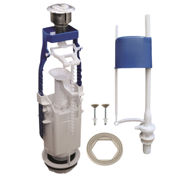 Арматура для бачка унитаза 2х кнопочная Завод 77.57 комплект впускной и выпускной клапан нижнее подключение