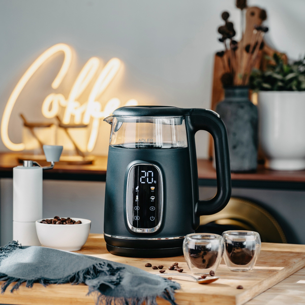 Електрочайник Adler AD 1305 black silver 1850-2200Вт/ 1.7л/ скло/ встановлення температури/