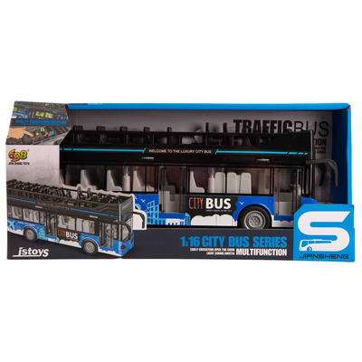 Игрушка DIY Toys Инерционный двухэтажный автобус со звуком. и светл. эффектами, дверца открывается