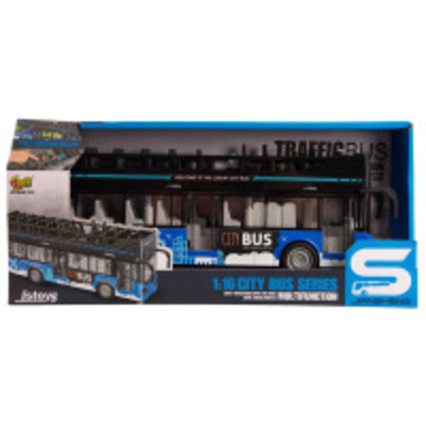 Игрушка DIY Toys Инерционный двухэтажный автобус со звуком. и светл. эффектами, дверца открывается